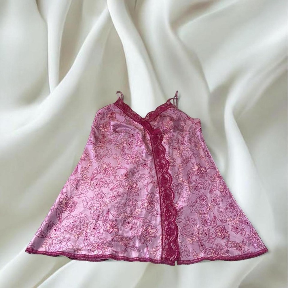 Victoria's Secret Angels 2007 pink floral lace babydoll cami lingerie top y2k